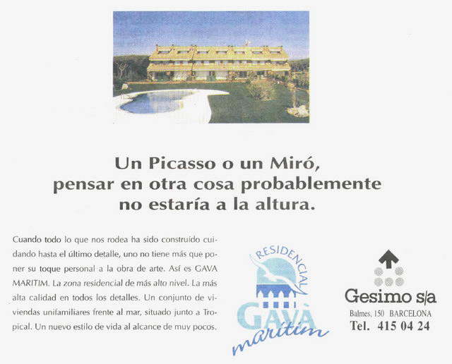 Anunci del Residencial Gavà Marítim publicat al diari La Vanguardia el 25 d'Abril de 1991